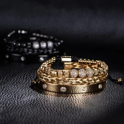 3pcs  Round Beads Royal Charm Men Bracelets Customized Jewelry