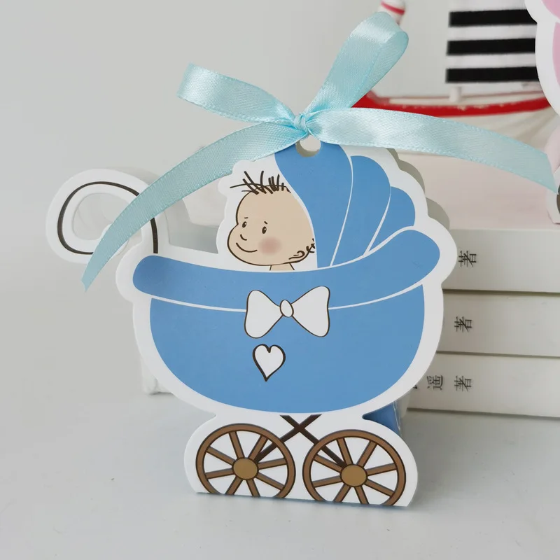 10/20/30 stücke Laser Cut Kinderwagen Candy Box Baby Wagen Favor Geschenk Box Baby Dusche Tasche Mit Band geburtstag Party Favor Liefert – Detail 6