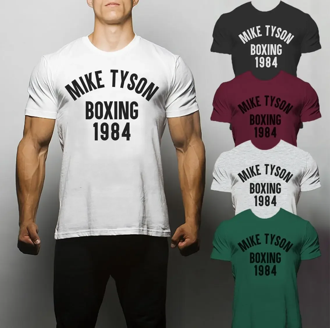 Mike Tyson Boxing 1984 Gym Muscle Training T Shirt. Short Sleeve 100% Cotton Casual T-shirts Loose Top Size S-3XL