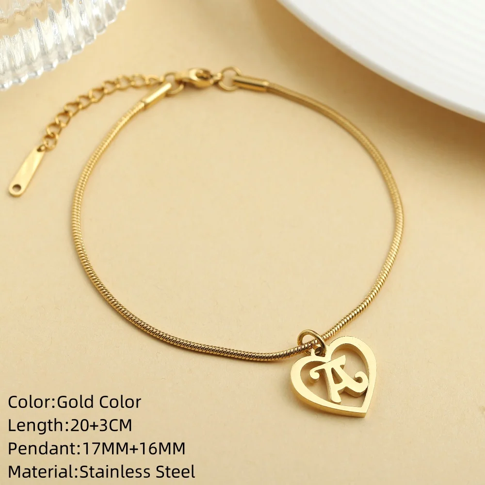 10PCS 26 Initial Golden Silver Color Stainless Steel Round Snake Chain Anklets Fashion Summer Beach Women's Jewelry Wholesale