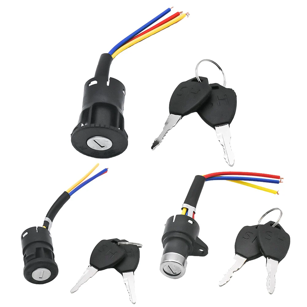 E-bike Ignition Switch Key Power Lock 3 Wire Position For Electric Scooter E-Bike Lock + Key Electric Bicycle Accessories