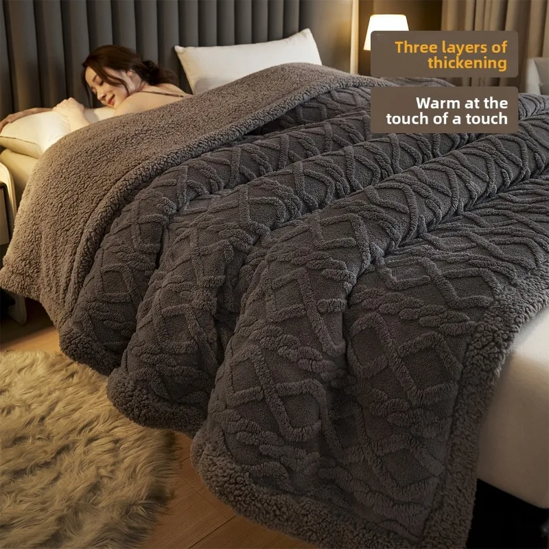 Tuff Fleece Quilt Thickened Winter Blanket Student Dormitory Blanket Nap Office Milk Fleece Lamb Fleece Quilt