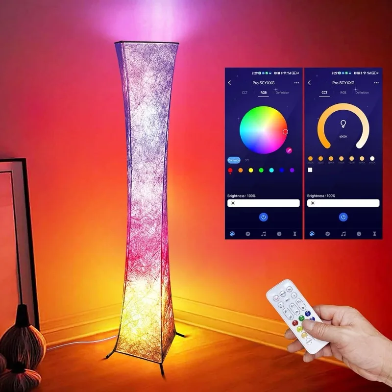 Floor Lamp, Smart Led Lamp RGB Color Changing with APP & Remote Control, DIY Mode, Music Sync Standing Modern Corner