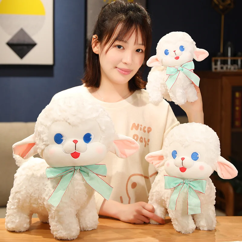 

20~40cm White Lamb Sheep Doll Plush Toy Stuffed Sitting Standing Grassland Animal Plushie Peluche Birthday Gift