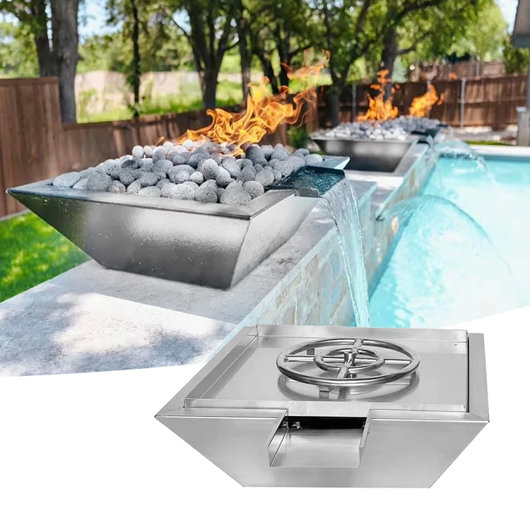 

Stainless Steel Fire Pit Fire Bowl Patio Fire Pit Water Fountain Waterfall for Outdoor Ponds Landscaped Areas