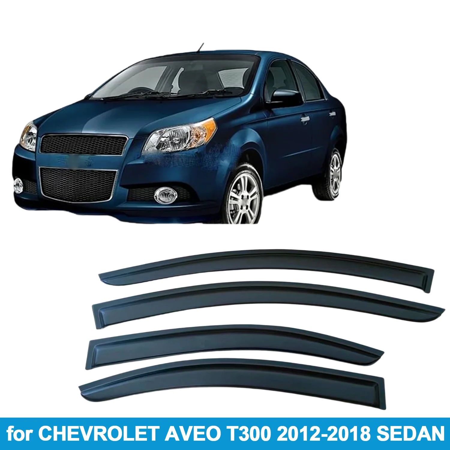 

Window Visor for CHEVROLET AVEO T300 2012-2018 SEDAN Rain Guard Side Vent Deflector Weathershield Outside-Mount Tape On
