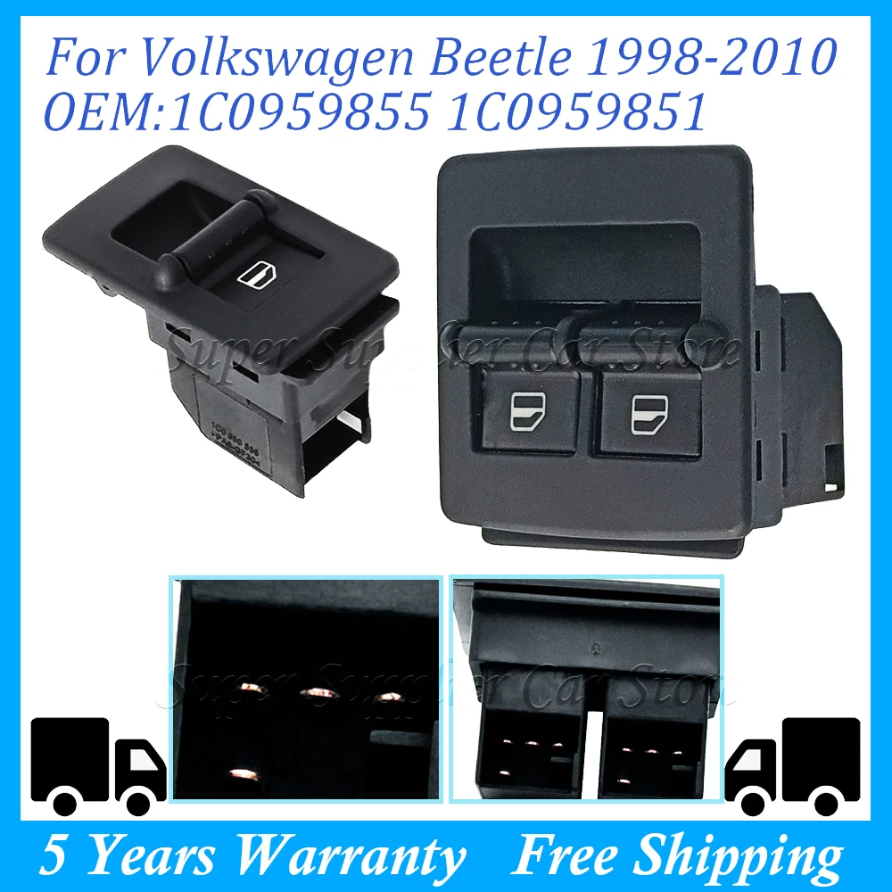 Window Switch Left / Right One Piece For 1998-2010 For VW Volkswagen Beetle Car Accessories 1C0959851 1C0959855 1C0959527