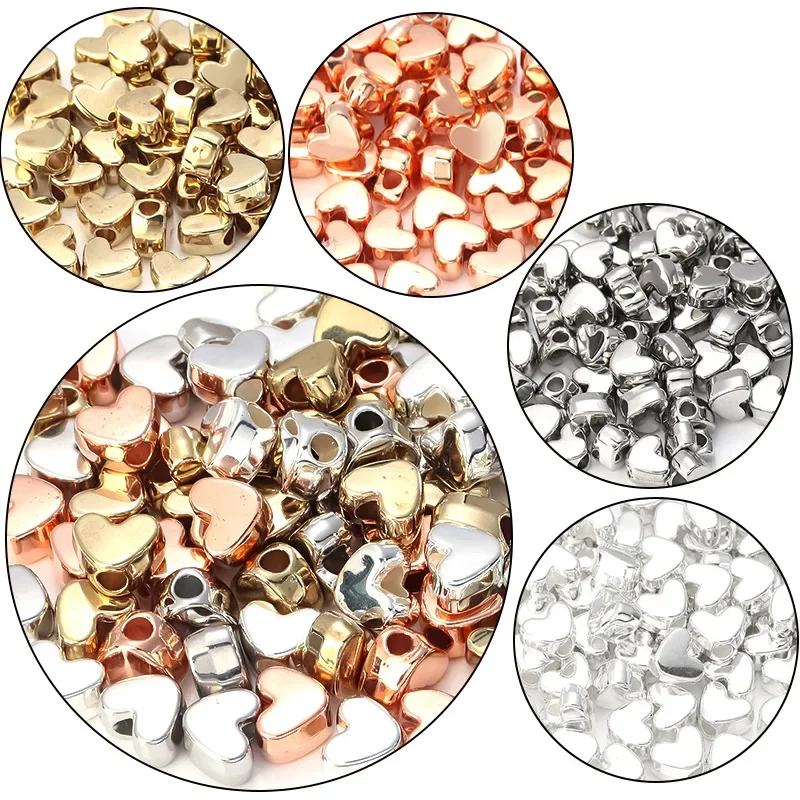 Fashion 50 Pieces 10mm Plastic Pentagram Heart Copper Coated Beads Charms Beads for Diy Earring Necklace Jewelry Accessories