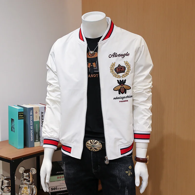 

Men's Bomber Printing Jacket 2023 Fashion Embroidery Casual Baseball Uniform Plus Size Men Zipper Jacket Outwear Brand Clothing