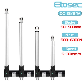Etosec 저소음 선형 액추에이터, 6000N, 12V, 24V, 50mm, 100mm, 200mm, 300mm, 500mm 스트로크 선형 태양열 트래커, 문 전동