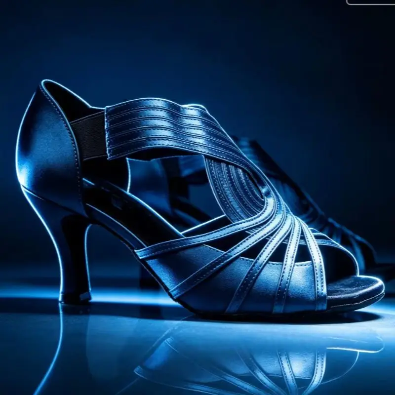 Women Satin Latin Dance Shoes Interlaced Strap High Heel Suede Sole Professional Salsa Tango Ballroom Dancing Footwear CN33-47