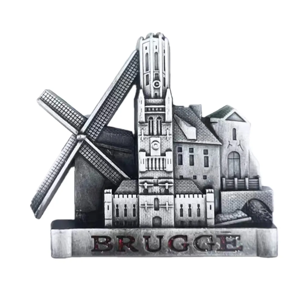 Europe Belgium 3D Metal Fridge Magnets Tourism Souvenir Refrigerator Magnets Sticker Collection Handicraft Decoration Articles