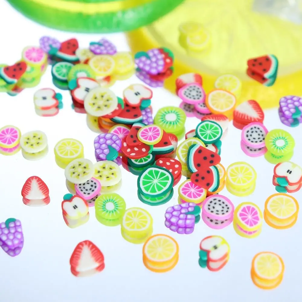 12Grids 3D Cartoon Fruit Slices Nail Art Decorations Soft Clay Watermelon,Strawberry,Lemon Slice Nail Charms Manicure Accesories