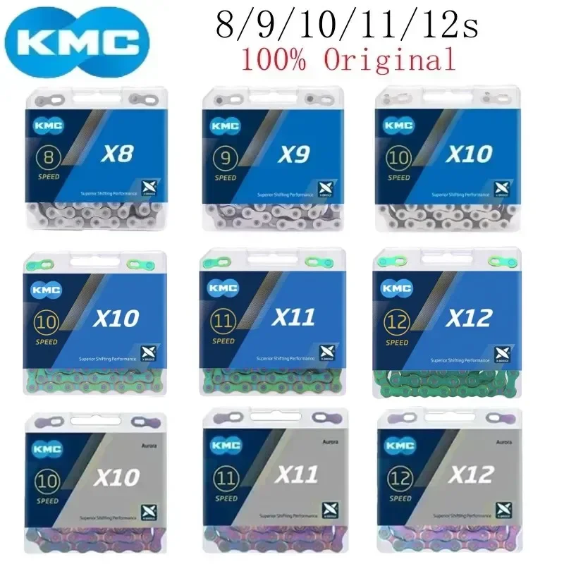 KMC X8 X9 X10 X11 X12 الطريق/MTB سلسلة دراجات 8 فولت 9 فولت 10 فولت 11 فولت 12 فولت 118L 126L سلسلة الدراجة مع وصلة سريعة لأجزاء الدراجة شيمانو SRAM