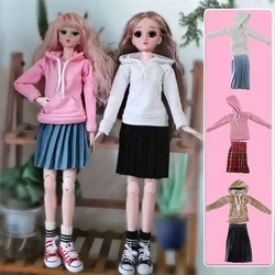 60cm Doll's Clothes Accessories 1/3 Bjd Doll's Hoodie and Pleated Skirt Suit Girls Dress Up Toys Dollhouse Accessories