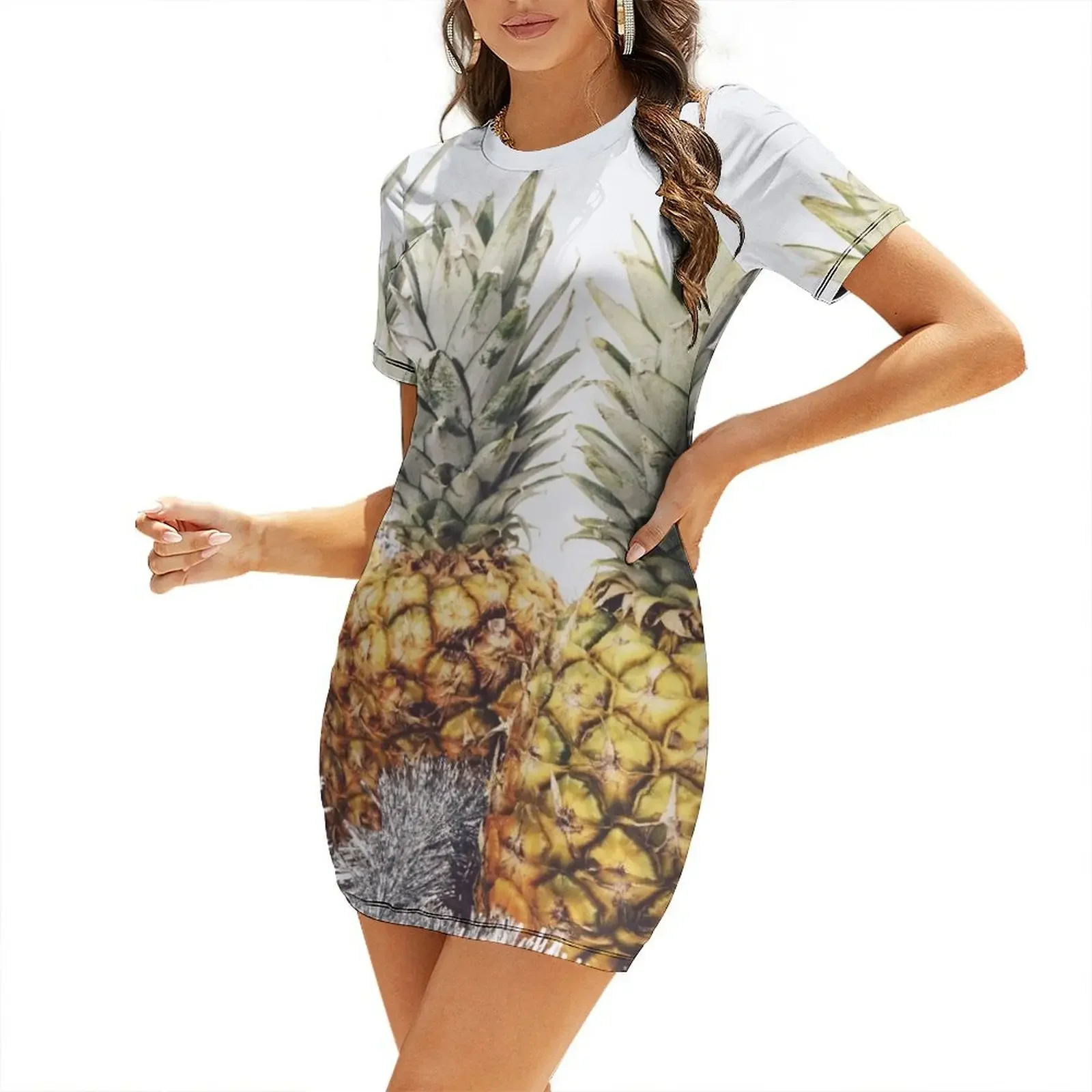 

3 Pineapples of fun Short-Sleeved Dress Party dresses for women bandage dress