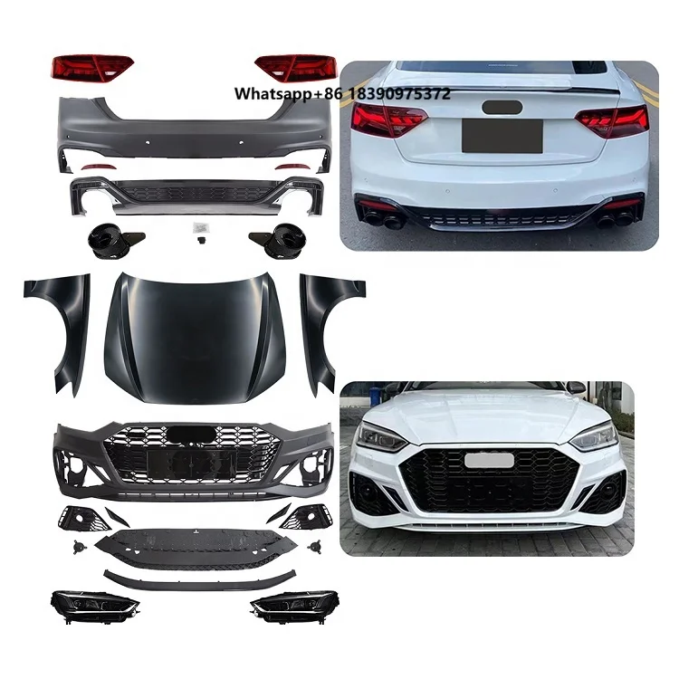 2021 RS5 Style Bodykit for A5 Sportback Coupe Modification 2017 2018 2019 PP Material B9 A5 Old to New Taillamp RS5 Front Bumper