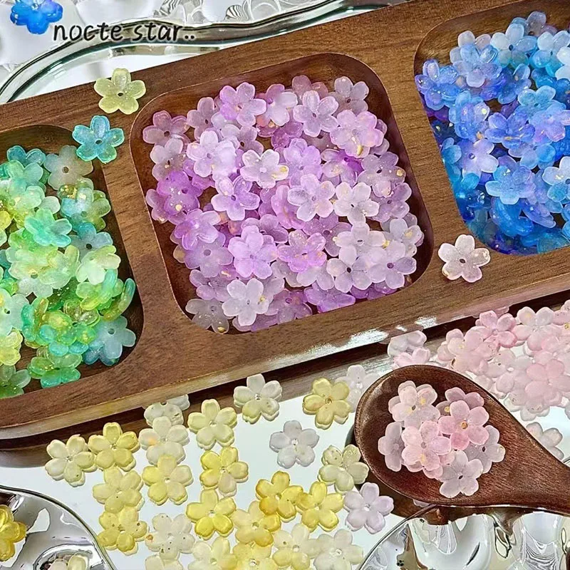 

100Pcs 10mm Colorful Flower Shape Acrylic Beads Loose Spacer Bead for Bracelet Earring Making DIY Craft Accessories