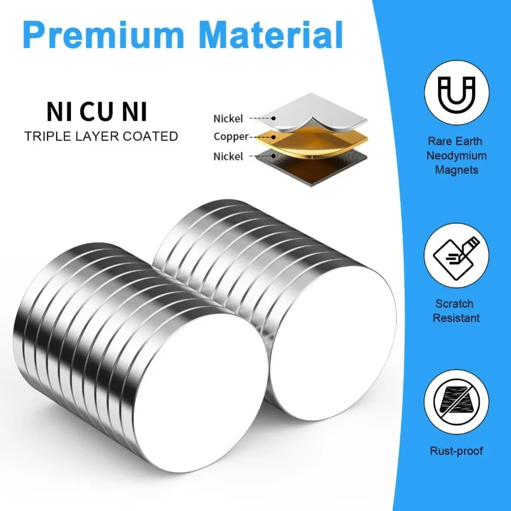 Small Round Disc Magnets with Assorted Sizes, Compact Flat Magnets 5x2 6.5x1.58 8x3 10x1.5 12x2mm for Handmade Work, Home image 2