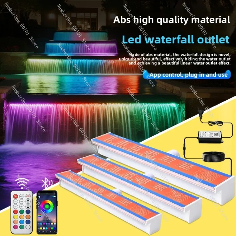 ABS Acrylic Flowing Water Wall, Colorful Waterfall Fountain for Outdoor Rockery Landscape Decoration