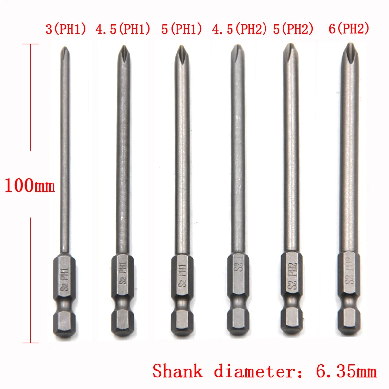 10pc Cross 100mm Hexagonal Handle Screwdriver Set Magnetic Straight Extended Screwdriver Electric Tool Accessories