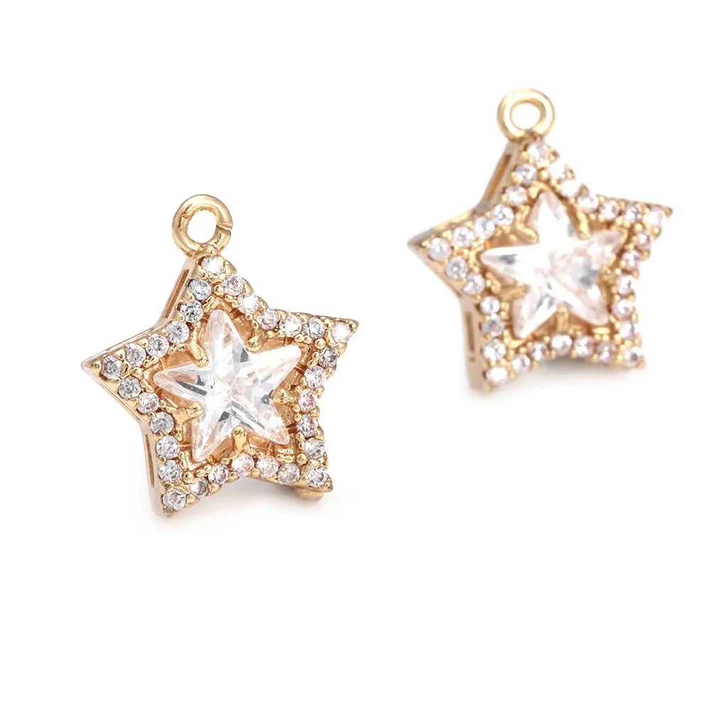 18K Gold Color Brass Zircon Star Charms Pendants High Quality Necklace Earrings Diy Jewelry Accessories Rosediy official-website