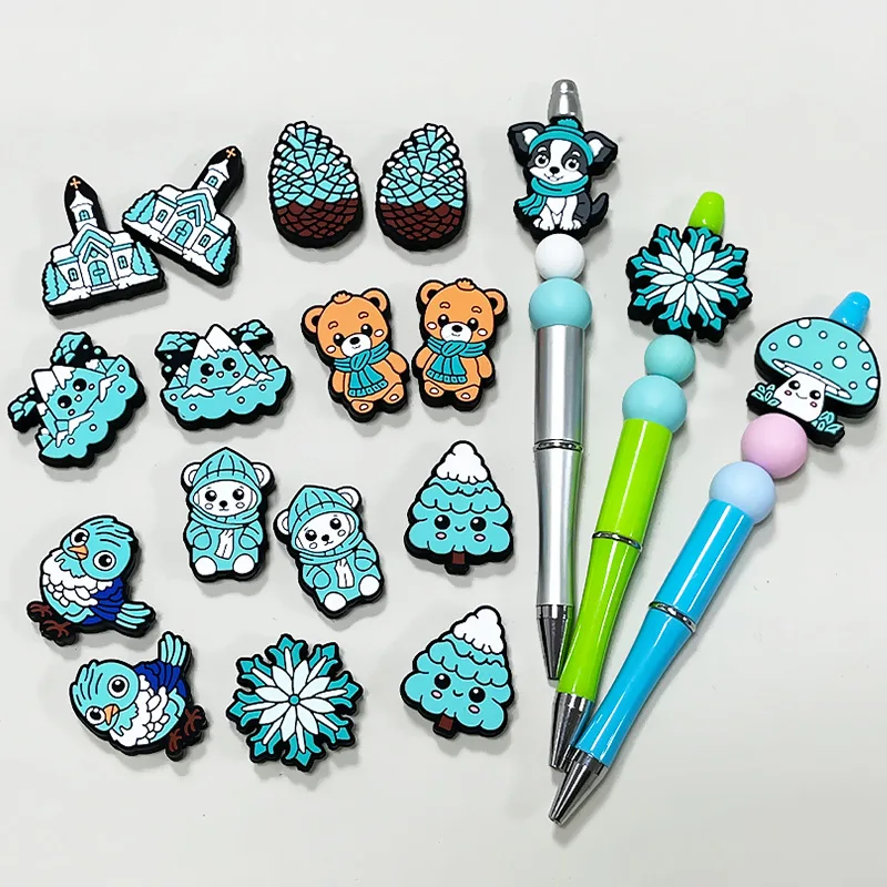 20pcs Cartoon Silicone Beads BPA Free Food Grade Silicone Pacifier Chain Beads Newborn Baby Toys DIY Jewelry Accessories