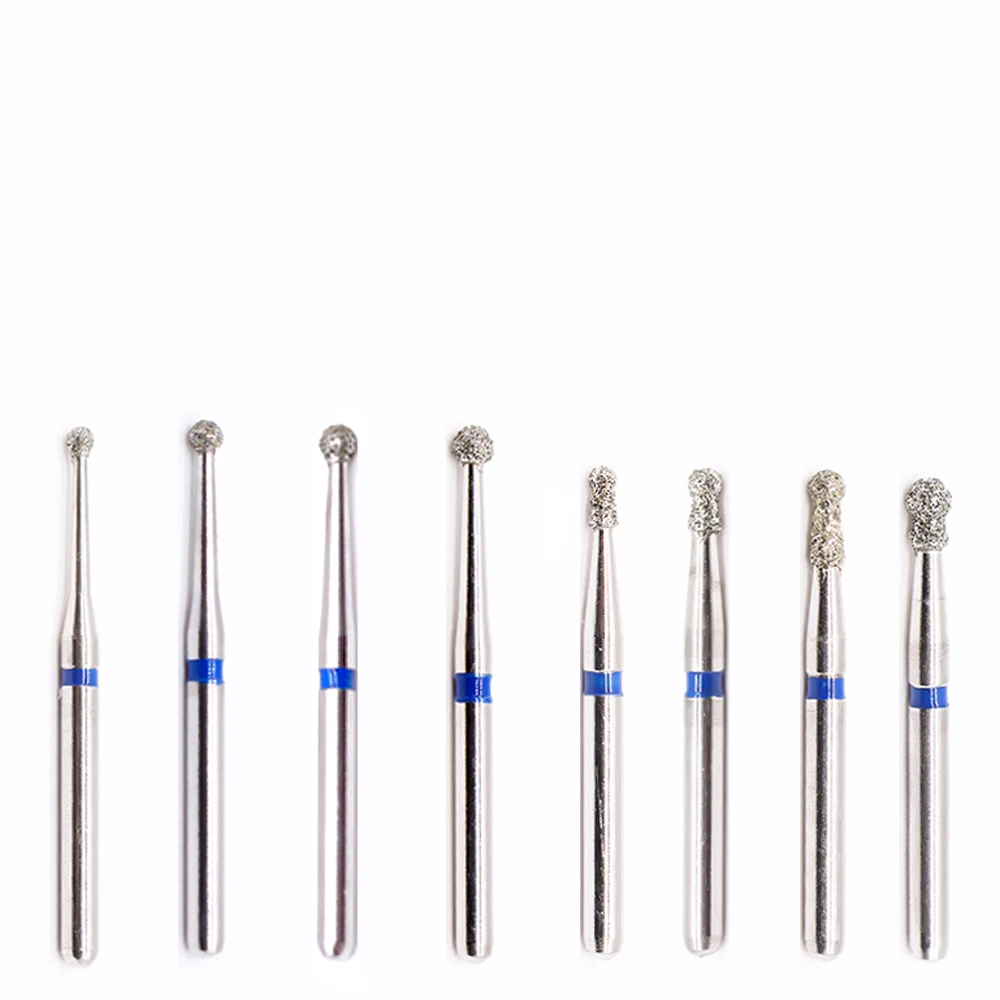 10Pcs Diamond Burs Round with Long Neck BR-L46 BR-L41 BR-L40 BR-L31 FG 314 Shank High Speed Handpiece Dental Tools Finishing Bur