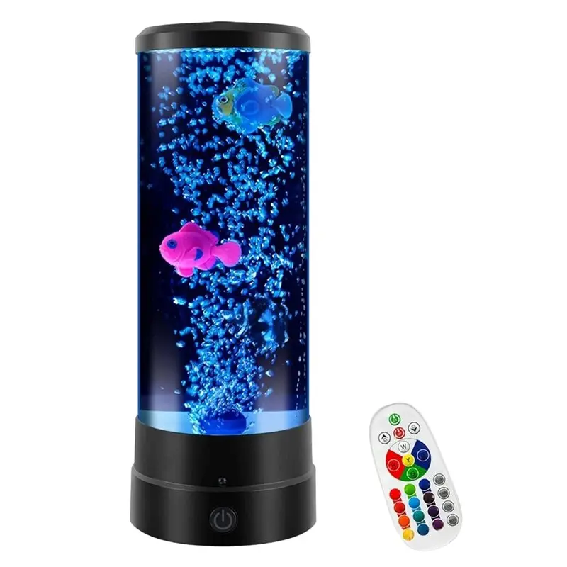 

KYCOR-Relaxing 16-цветный светодиодный светильник с дистанционным управлением для аквариума с пузырьками, подарок с поддельными рыбами для взрослых, детей, подростков, дня рождения