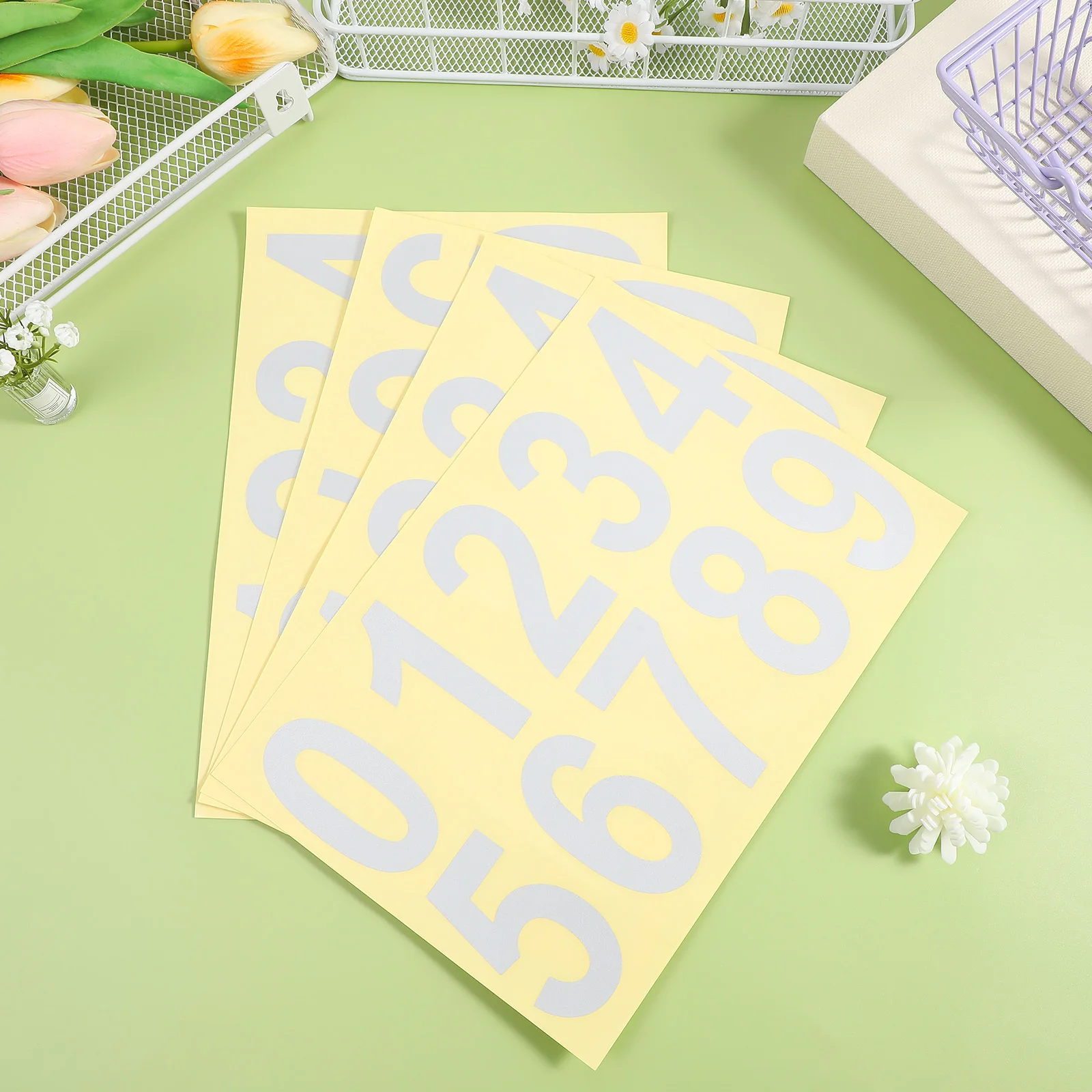 

Mailbox Numbers Reflective 4 Sheets Weather Resistant PVC Adhesive Decals High Reflectivity Night Visibility Multi Purpose