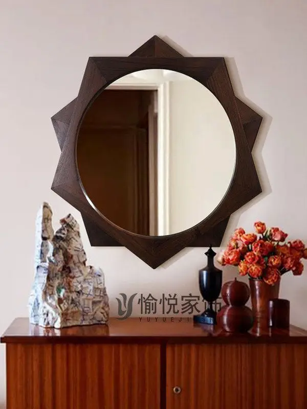 

Американское ретро-зеркало для ванной комнаты, настенное зеркало для макияжа, круглое декоративное зеркало