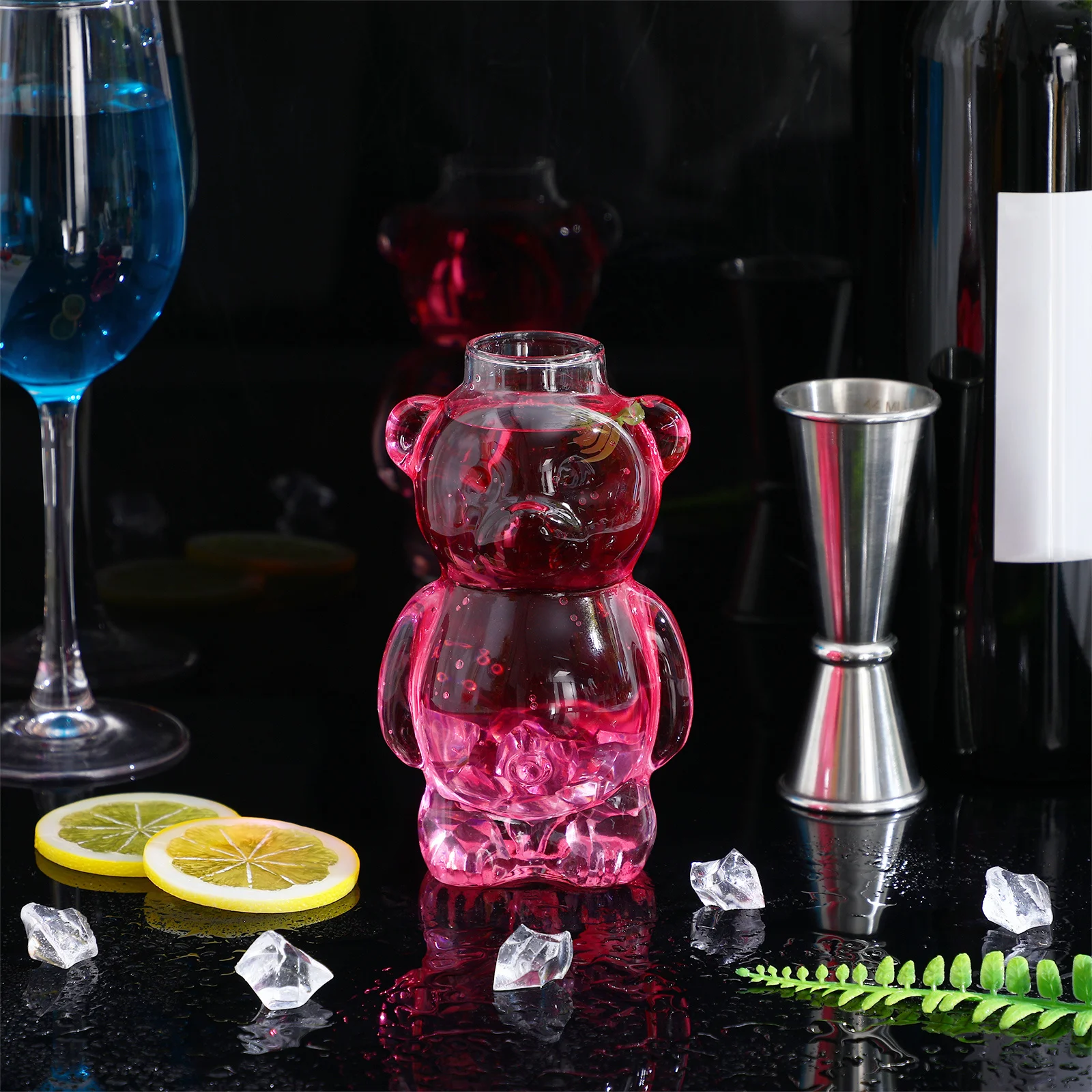 لطيف الدب كوكتيل الزجاج متعة كوب عصير بار كأس للنبيذ KTV حفلة درينكوير الجدة الحيوان على شكل الزجاج الإبداعية كوب للشرب