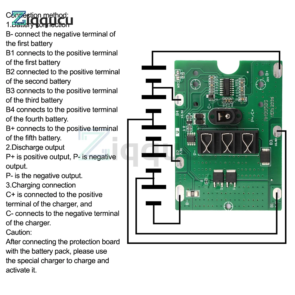 5S 21V 20A Battery Charging Protection Board Lithium Battery Protection Circuit Board BMS Module for Tools Drill Motor