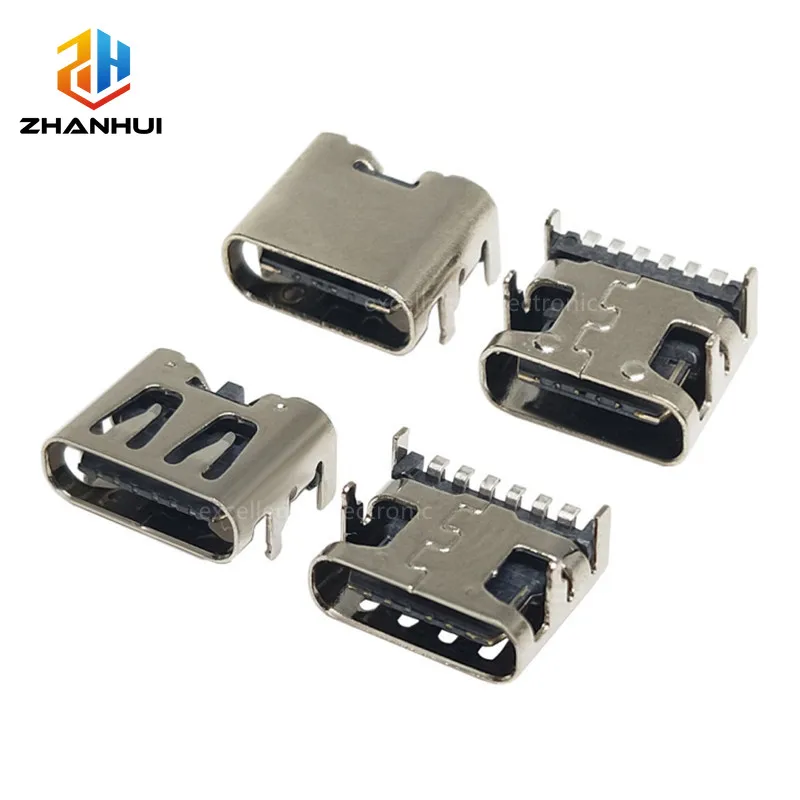 Image of 10/50 Stück 6-Pin SMT USB Typ C 3.1 Buchse SMD DIP PCB-Anschluss Hochstrom-Ladeadapter für DIY