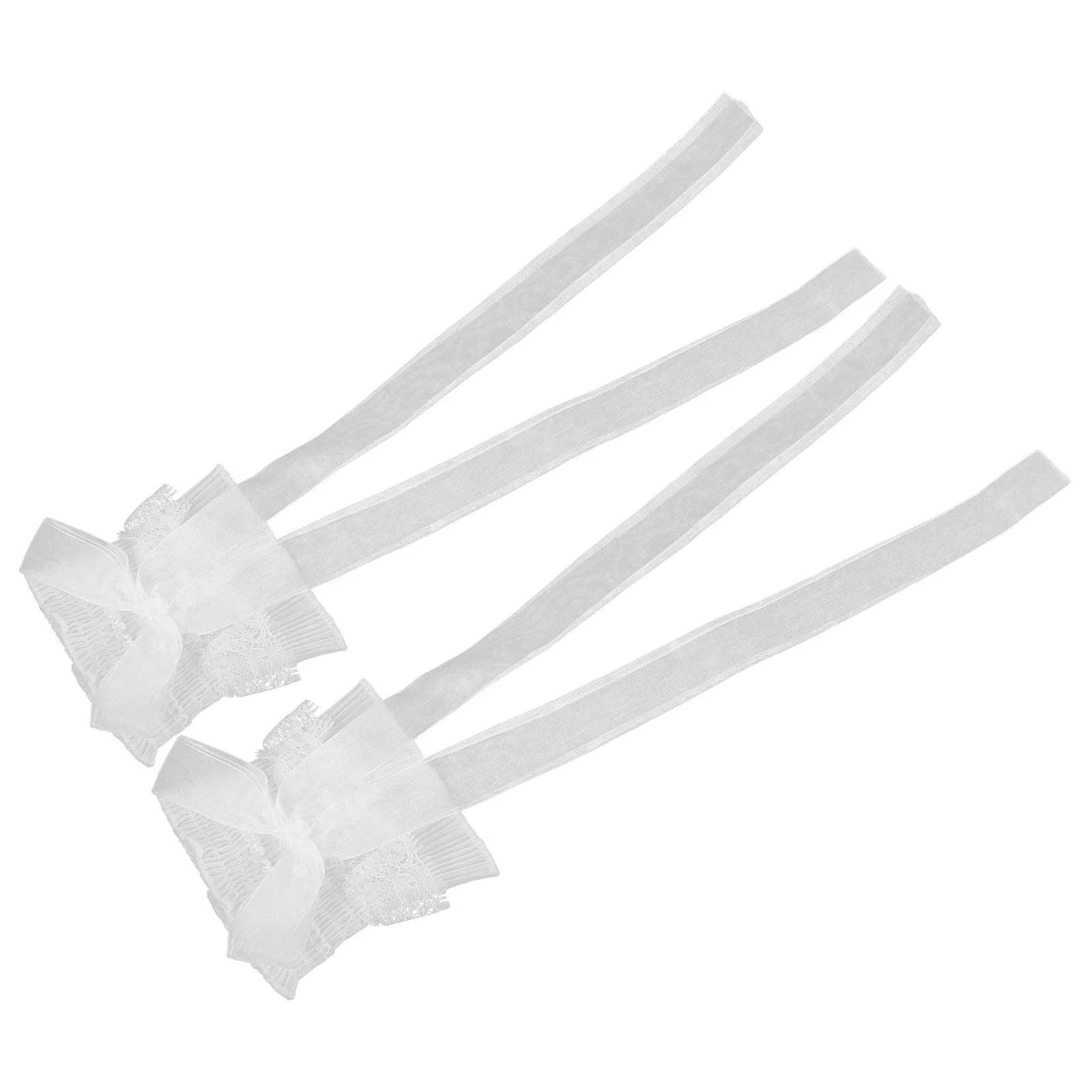

1Pair Lolita Lace Arm Cuffs Bow Long Ribbon Decorative Upper Arm Sleeves Ruffle Cuffs for Cosplay Wedding Party Stage