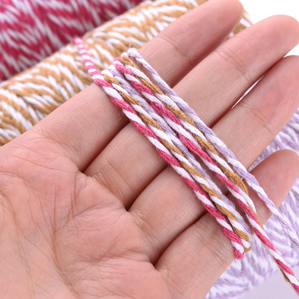 2mm 100m Hochwertiges Zweifarbiges Baumwollseil Multifunktionales DIY-Handwerksseil zum Nähen, für Heimdekoration und Kleidung – Detail 2