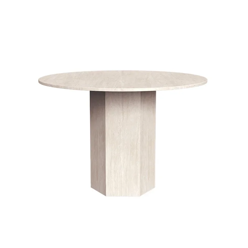

Travertine rock slab round dining table/medieval style table, Italian minimalist
