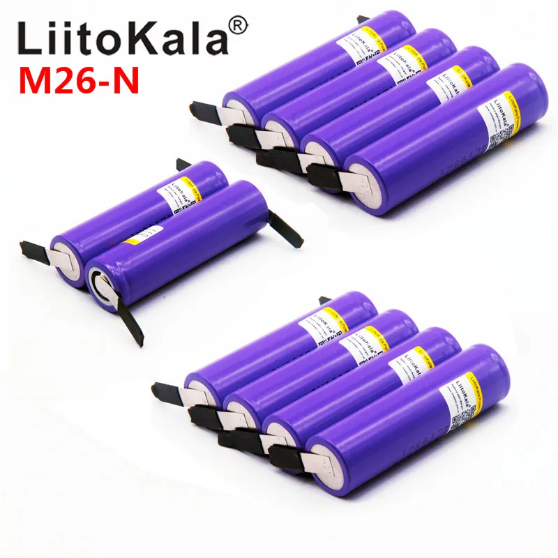 Liitokala 100% Original M26 2600mAh 10A 18650 li-ion Rechargeable battery 2600 mah battery safe DIY Nickel sheets