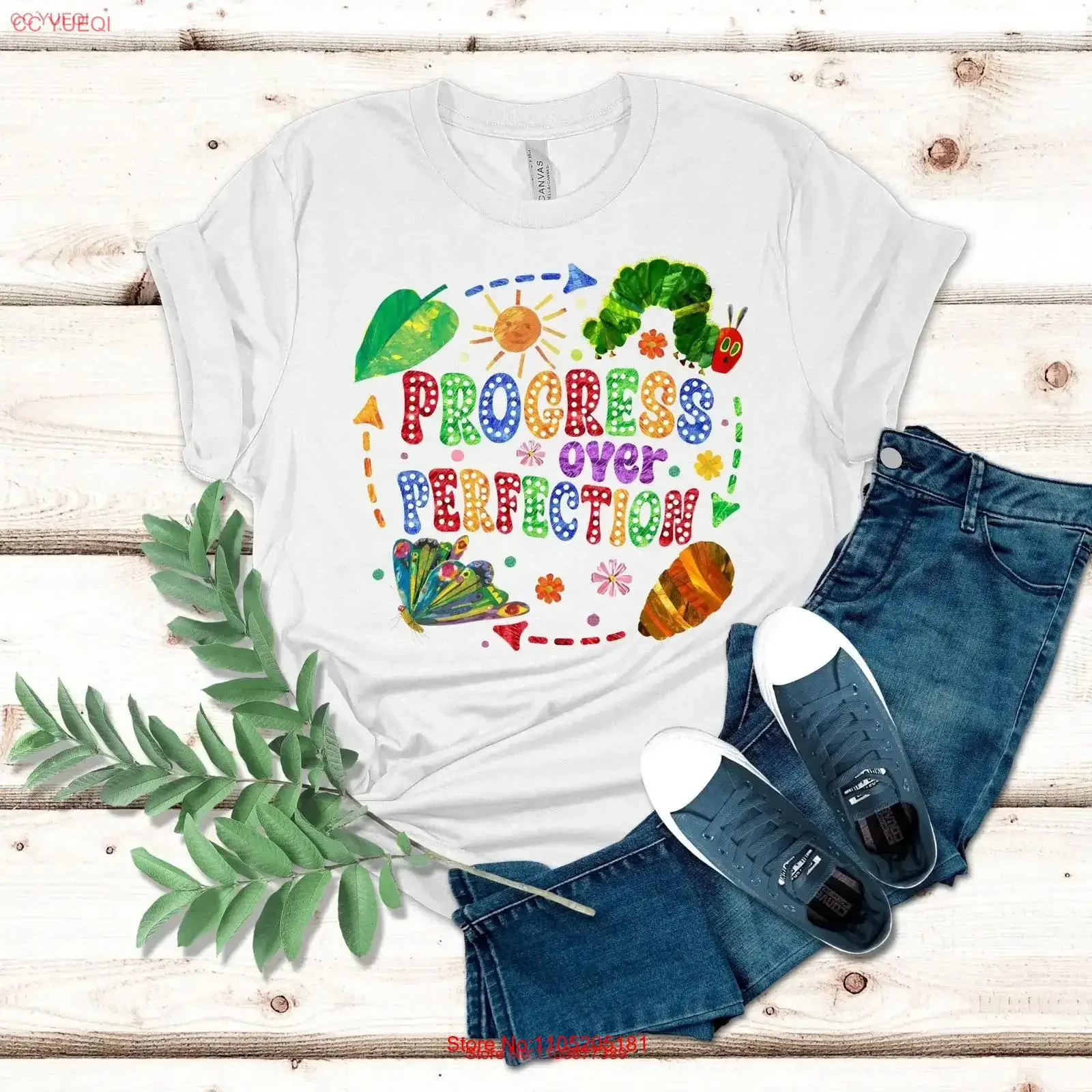 

Progress Over Perfection Teacher T Shirt For First Day Of School Kindergarten Butterflies vintage Washed Comfortable Soft