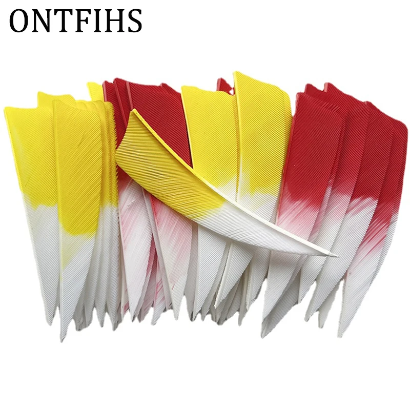 

50 Pcs New 3Inch Archery Fletches Shiled Cut Turkey Feather Arrow Accessories Fletching Gradient Color