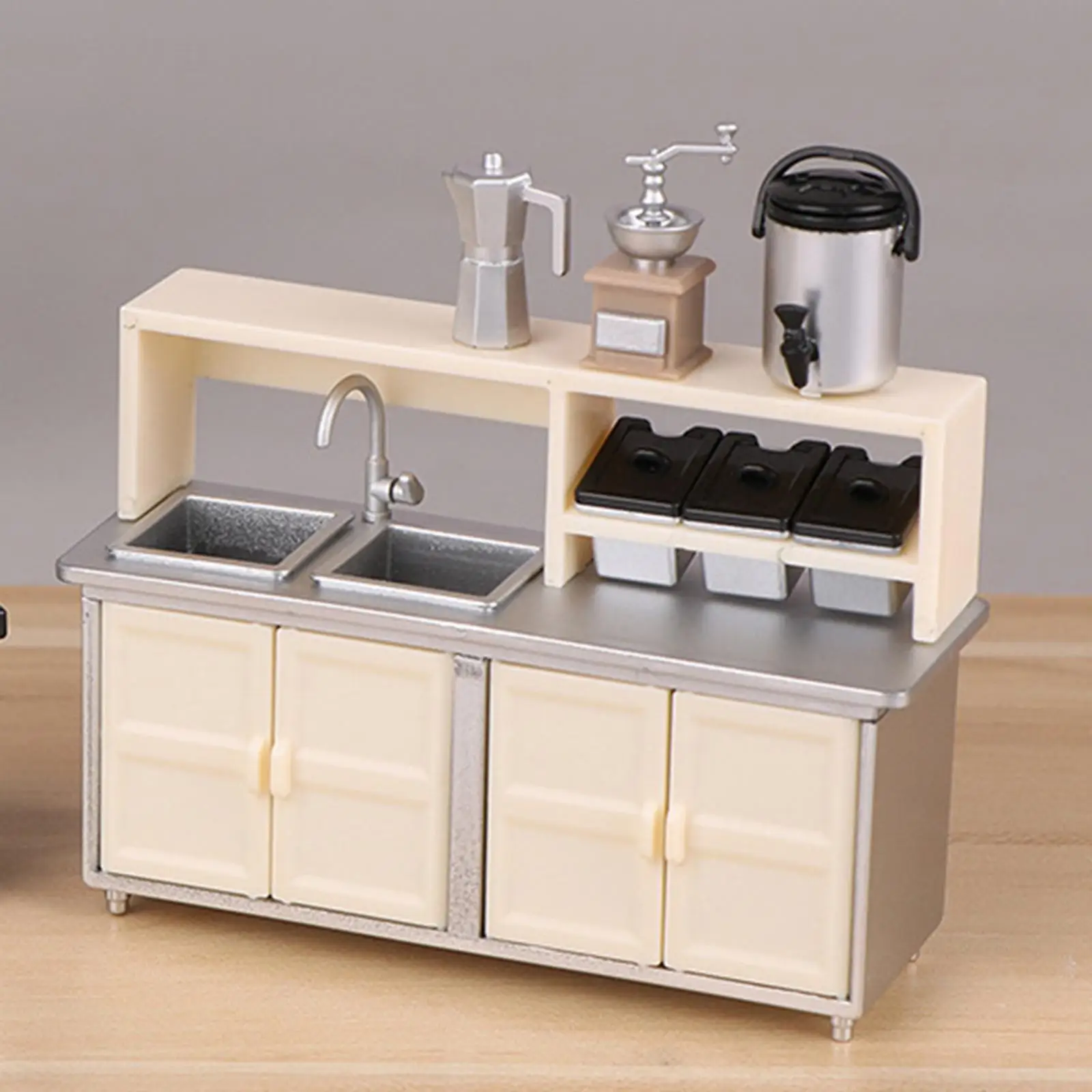 1:12 Doll House Mini Milk Tea Workstation Model 9.5x3.1x7.1cm Realistic