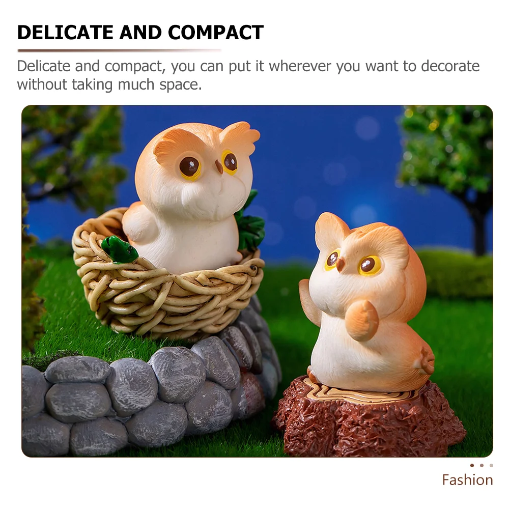 Animal Farm Decor Landscape Owl Figure Accessories Resin Miniature Figurines Miss