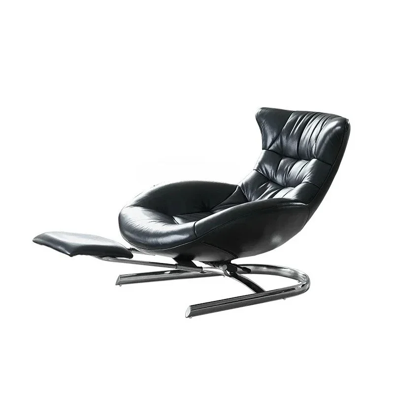 Leather living room single sofa chair balcony modern simple recliner European style happy rocking chair