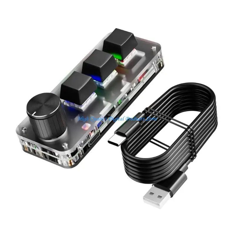 U2je Wireless toetsenbord Mechanisch macro -toetsenbord met 3 aanpasbare toetsen en knop