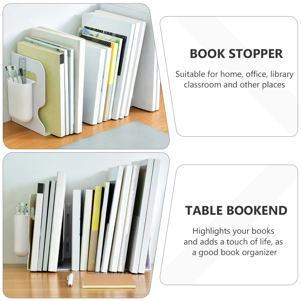 

1 Set Retractable Bookend Pen Holder Desktop Book Organizer Book Support Plastic Bookends For Home Office Classroom Library