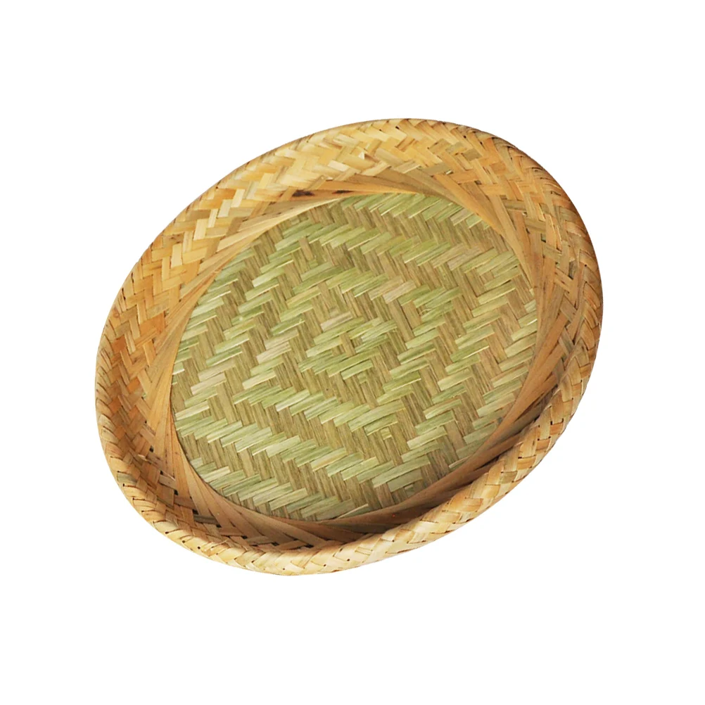 

Bamboo Woven Storage Basket Handmade Food Serving Plate For Kitchen Dining Picnic Wedding Party Fruit Holder Container