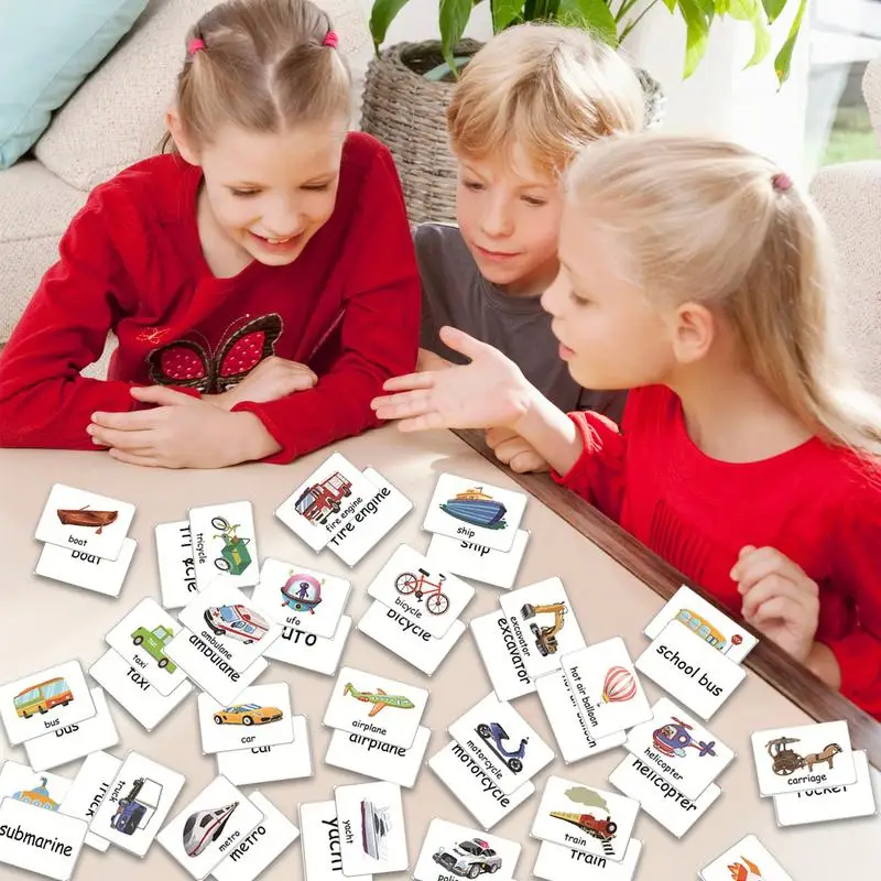 Tarjetas Flash de aprendizaje para guardería, 24 hojas, tarjetas de construcción de vocabulario para niños, síndrome cerrada, inglés primario de alta frecuencia