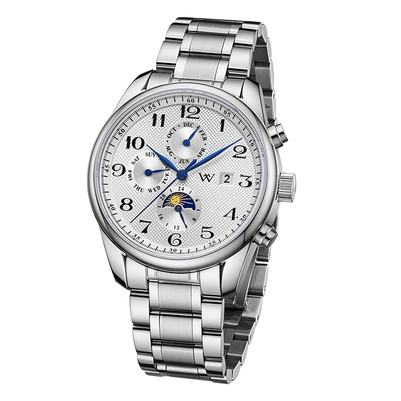 WM ساعات رجالية فاخرة الياقوت ساعة ميكانيكية أوتوماتيكية 40 مللي متر الفولاذ المقاوم للصدأ مقاوم للماء ساعة ويلي ميرك WM169M