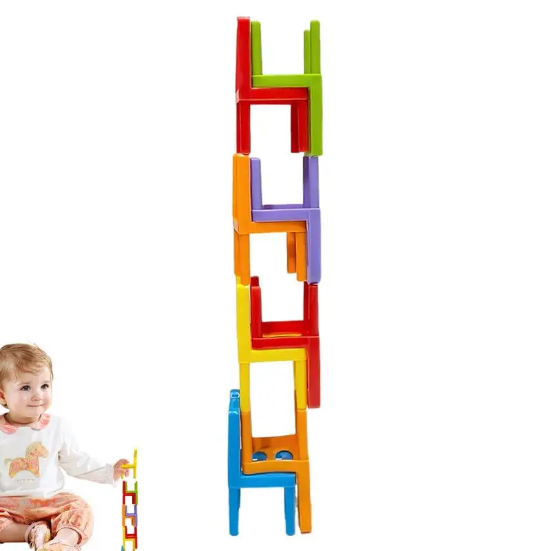 

Chair Balance Game 24PCS Colorful Educational Chair Stacking Tower Game Parent-Child Interactive Funny Balancing Toys Games For