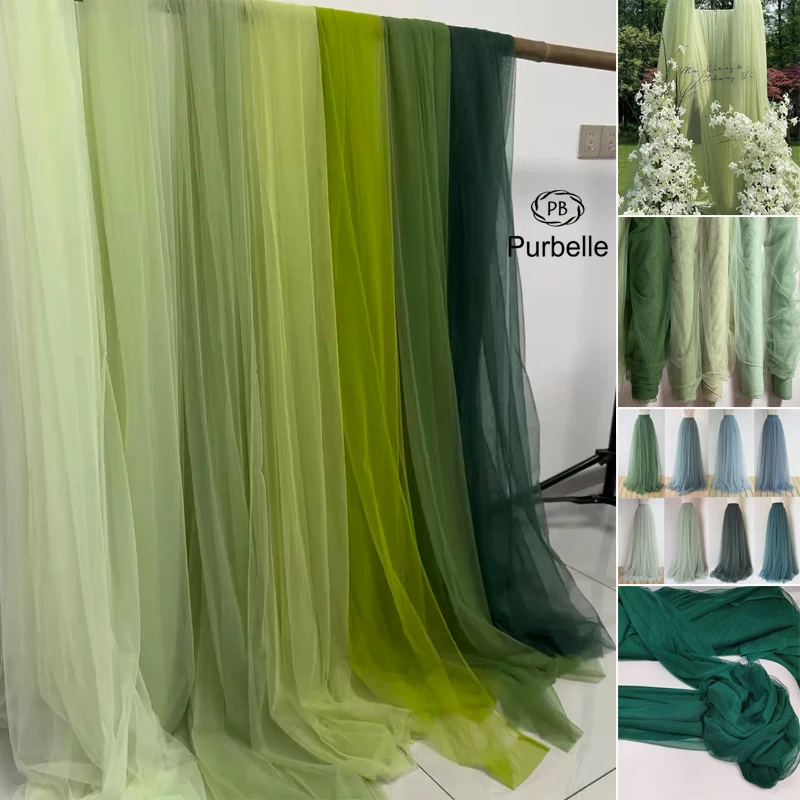 Green Tulle Fabrics Soft Wedding Decoration Curtain Clothing Olive Mesh Layout Chair Back Yarn Home Decor Net Veil Material